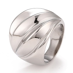 304 anillo grueso texturizado de acero inoxidable, anillo de croissant para hombres y mujeres, color acero inoxidable, tamaño de EE. UU. 6 1/4 (16.7 mm) ~ tamaño de EE. UU. 9 (18.9 mm)