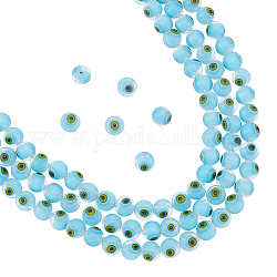 Nperline circa 147 pezzo di perle di malocchio in vetro murano, Ciondoli del malocchio rotondo in murano da 8 mm, perline distanziatrici del malocchio turco, perline sciolte del malocchio per la creazione di gioielli, azzurro