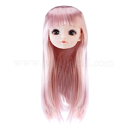 Testa di bambola di plastica, con capelli lunghi, per la realizzazione di accessori per bambole bjd femminili, roso, 150mm