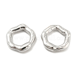 304 anelli di collegamento in acciaio inox, fiore irregolare, martellato, colore acciaio inossidabile, 19x19.5x3.5mm, diametro interno: 12x12mm