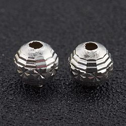 Messing Perlen, langlebig plattiert, facettiert, Runde, 925 Sterling versilbert, 6 mm, Bohrung: 1 mm