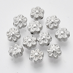 CCB perles en plastique, fleur, platine, 7.5x7x5mm, Trou: 1.2mm