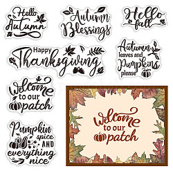 CRASPIRE Hello Autumn Pumpkin Clear Rubber Stamps Happy Thanksgiving Greeting Words Reusable Silicone Transparent Seals for Card Making DIY Scrapbooking Journaling Photo Album Decoration 6.3 x 4.3inch