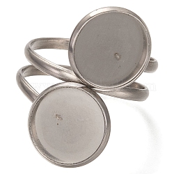 201 impostazioni dell'anello del rilievo in acciaio inox, rotondo e piatto, colore acciaio inossidabile, vassoio: 12mm, diametro interno: 18~20mm