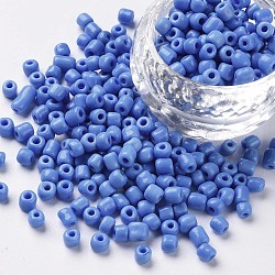 6/0 perline di vetro, semi di colori opachi, piccole perle artigianali per la creazione di gioielli fai da te, tondo, foro rotondo, blu fiordaliso, 6/0, 4mm, Foro: 1.5 mm circa 500 pc / 50 g, 50 g / borsa, 18 borsa/2 libbre