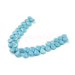 Natural Howlite Beads Strands, Top Drilled Beads, Dyed, Faceted, Teardrop, Sky Blue, 10x8x3.5~4mm, Hole: 0.8mm, about 40pcs/strand, 6.6 inch(17cm)