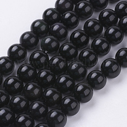 Природные обсидиана бисер нитей, круглые, класс АА, черный и красочный, 10 мм, около 39 шт / нитка, 15.7 дюйм