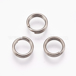 Anelli divisi in lega di titanio, anelli di salto a doppio anello, platino, 8x2mm, diametro interno: 7mm, singolo filo: 1mm