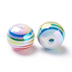 Perles de résine à rayures, couleur ab , rondelle, colorées, 15.5~16x13.5~14.5mm, Trou: 2.5~3.5mm
