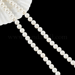 Perlen ca. 94 Stück natürliche Muschelperle, 8 mm antike weiße Perlenstränge, runde lose Perlen, Perlmutt-Muschelperle für die Schmuckherstellung, Bohrung: 0.9 mm