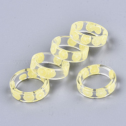 Прозрачные кольца из эпоксидной смолы, лимон, светло-желтый, размер США 6 1/4 (16.5 мм)