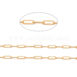 Revestimiento iónico (ip) 304 cadenas de clips de acero inoxidable, cadena de cable alargada dibujada, sin soldar, dorado, link: 14x4.5x1 mm