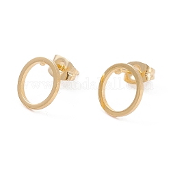 304 Stainless Steel Stud Earrings, Flat Round, Golden, 10mm, Pin: 0.7mm, 12pair/card