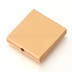 Perlas de aluminio ecológicas, cuentas de corte láser, cuadrado, oro, 30x28.5~29.5x6mm, agujero: 3 mm