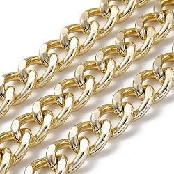 Оксидированные алюминиевые цепи с алмазной огранкой и гранеными бордюрами, витые цепочки, несварные, с катушкой, золотой свет, 23x17x6 мм, около 26.25 фута (8 м) / рулон