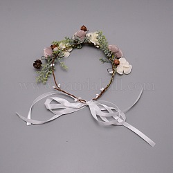 Plage de mariage mariée accessoires de cheveux décoratifs, bandeaux de fleurs en tissu, colorées, 1330mm