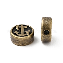 304 perline in acciaio inossidabile, piatta e rotonda con il modello di ancoraggio, bronzo antico, 10.5x4.5mm, Foro: 1.6 mm
