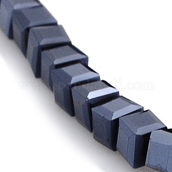 Full Plated Glass Faceted Cube Spacer Beads Strands, Hematite Plated, 4x4x4mm, Hole: 1mm, about 100pcs/strand, 16.9inch