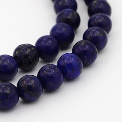 Natural Lapis Lazuli Round Bead Strands, Dyed, 6mm, Hole: 1mm, about 31pcs/strand, 8 inch