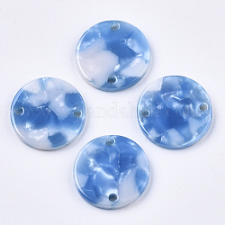 Соединители из ацетата целлюлозы (смолы), плоско-круглые, Плут синий, 17.5x2.5 мм, отверстие : 1.5 мм