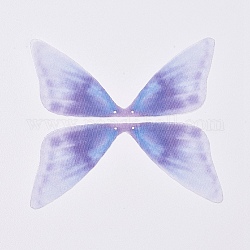 ファッションdiyのイヤリングジュエリーアクセサリー  繊維チュールペンダント  蝶の羽  ミディアムスレートブルー  58x19x0.1mm  穴：0.8mm