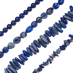 Kissitty 4 fili 4 fili di perline di lapislazzuli naturali in stile, rotondo & chip & pepita, 1 filo/stile