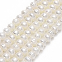 Hebras de perlas de agua dulce cultivadas naturales, redondo, lino, 5~5.5x5~5.5x4mm, agujero: 0.5 mm, aproximamente 85~90 pcs / cadena, 14.37'' (36.5 cm)