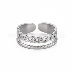 304 anello per polsino a forma di catena barbazzale in acciaio inossidabile, anello aperto vuoto per le donne, colore acciaio inossidabile, misura degli stati uniti 9 (18.9mm)