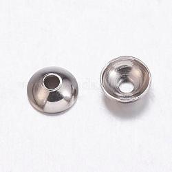 304 Edelstahl Perlenkappen, apetalous, Edelstahl Farbe, 6 mm, Bohrung: 0.8 mm
