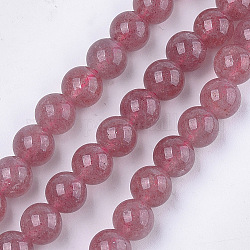 Fragola naturale perle di quarzo fili, tondo, 8mm, Foro: 1 mm, circa 45~48pcs/filo, 15.3 pollice