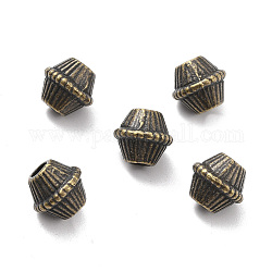 Perline in lega stile tibetano, bicono testurizzato, bronzo antico, 7x6mm, Foro: 3 mm