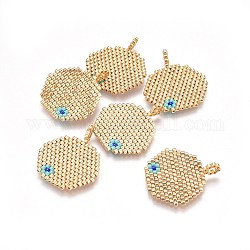 Pendentifs en perles de rocaille japonais miyuki & toho, motif de tissage, hexagone, blé, 28x24x1.7mm, Trou: 2.5mm