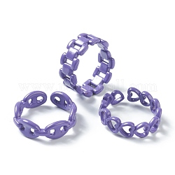 Латунные манжеты, окрашенные распылением, открытые кольца, разнообразные, средне фиолетовый, размер США 6~7 1/4 (16.5~17.5 мм)