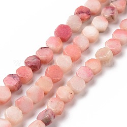Chapelets de perles en calcite naturelle, teinte, hexagone, rose, 6.5x6x3.5mm, Trou: 1mm, Environ 64 pcs/chapelet, 15.94 pouce (40.5 cm)
