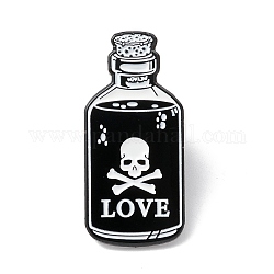 Слово любовь эмалированная булавка, бутылка со скелетонизированной брошью из сплава для одежды рюкзака, электрофорез черный, белые, 30x14x2 мм