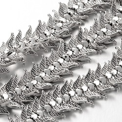 Wing Tibetan Style Alloy Bead Strands, Lead Free, 7x20x3mm, Hole: 1mm, about 40pcs/Strand