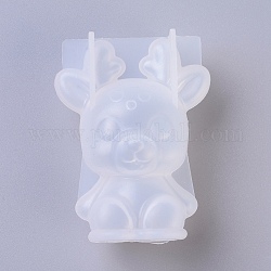 Silicone Molds, Resin Casting Molds, For UV Resin, Epoxy Resin Jewelry Making, Christmas Reindeer/Stag, White, 77x57x42mm