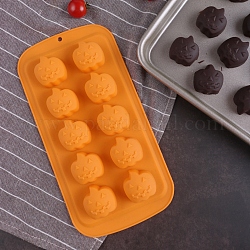 Stampi in silicone per uso alimentare a forma di jack-o-lantern di halloween, stampi da forno, per fondente, budino, torta, caramella, biscotto, produzione di cubetti di ghiaccio, arancione, 215x110x20mm