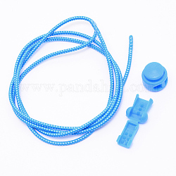 Cordón de cordón elástico de látex de poliéster, con cerraduras de resorte de plástico, cielo azul profundo, 2.7mm