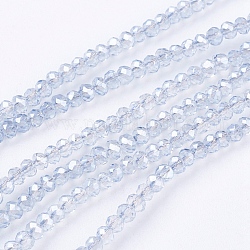 Electroplate Glass Beads Strands, Full Rainbow Plated, Faceted, Rondelle, WhiteSmoke, 3x2mm, Hole: 1mm, about 160~165pcs/strand, 15.35 inch~15.75 inch(39~40cm)