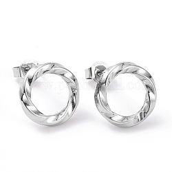 304 серьги-кольца из нержавеющей стали для женщин, цвет нержавеющей стали, 13 мм, штифты : 0.8 мм