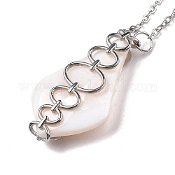 Shell Pendant Necklaces, with 304 Stainless Steel Cable Chain and 201 Stainless Steel Lobster Claw Clasps, Stainless Steel Color, 40.5cm