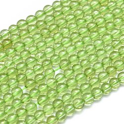 Natural Peridot Beads Strands, Grade A, Round, 3mm, Hole: 0.5mm, about 130pcs/Strand, 15.35 inch(39cm)