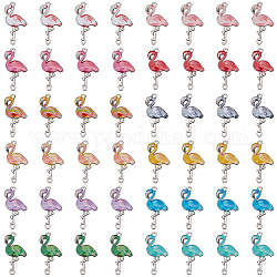 PH PandaHall 48pcs Flamingo Charms, 12 Colors Alloy Enamel Connector Charms Platinum Colored Pendants Romantic Charms for Valentine's Day Hawaii DIY Bracelet Necklace Earring Making