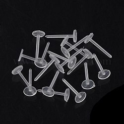 Plastic Stud Earring Findings, Flat Round, Clear, 4.5~5mm, Pin: 0.8mm, about 625pcs/10g