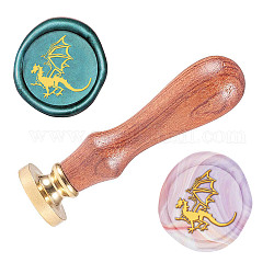 Wax Seal Stamp Set, Sealing Wax Stamp Solid Brass Head,  Wood Handle Retro Brass Stamp Kit Removable, for Envelopes Invitations, Gift Card, Dragon Pattern, 83x22mm