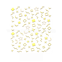 Nagelabziehbilder mit 3D-Goldprägung, Metall Mond Stern Herz Geometrie selbstklebend 3d Nail Art Zubehör, für frau mädchen diy nail art design, Gemischte Muster, 90x77 mm