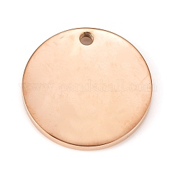 304 кулон с меткой из нержавеющей стали, плоско-круглые, розовое золото , 16x1.5 мм