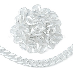 100Pcs Acrylic Linking Rings, Quick Link Connector, for Curb Chain Making, Twisted Oval, Silver Plated, Clear, 17x23x5.5mm