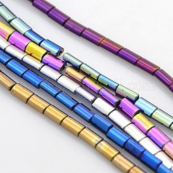 Electroplate Non-magnetic Synthetic Hematite Beads Strands, Tube, Mixed Color, 5x3x2mm, Hole: 1mm, about 79pcs/strand, 15.7 inch